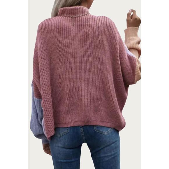 NEW TREND SHOP slouchy colorblock ribbed-knit sweater in lavender - Picture 3 of 3